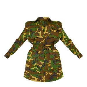 PLT Plus Size 3X/22 Camo Utility Tie Waist Shirt Dress